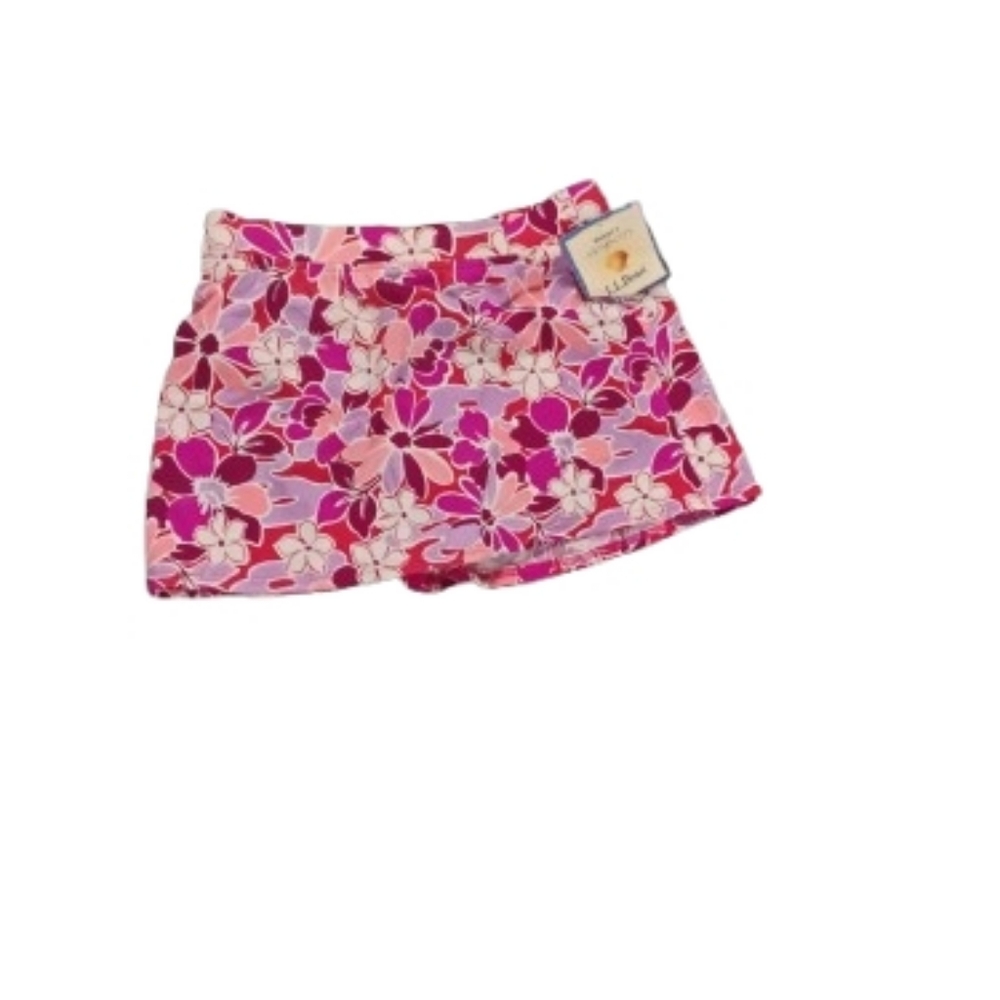 NWT L.L. Bean Floral Pink Swimsuit Skirt Skort Sz 10